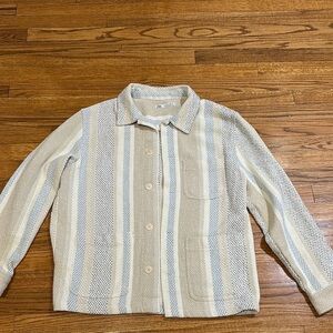 Zara Beige and Blue Textured Cardigan